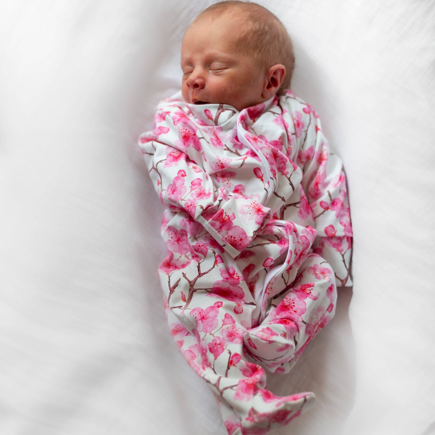 Fred & Noah - Cherry Blossom cotton Sleepsuit: 3-6 M