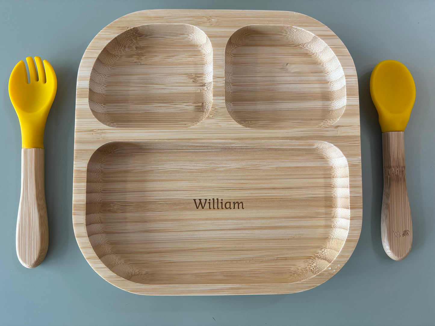 Bamboo personalised sectional plate with suction base