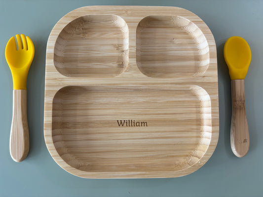 Bamboo personalised sectional plate with suction base