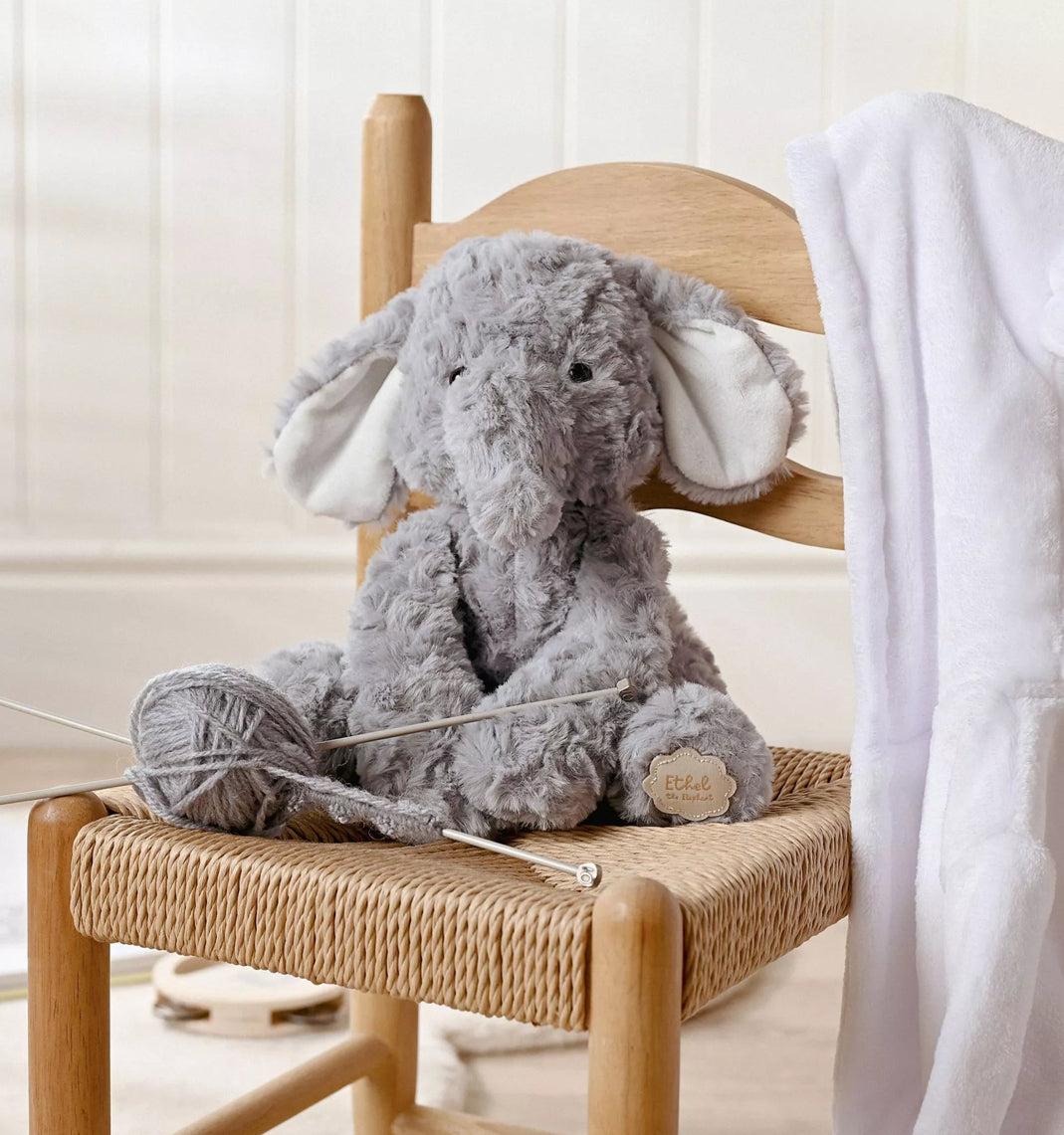 Ethel the plush sitting grey elephant 22cm