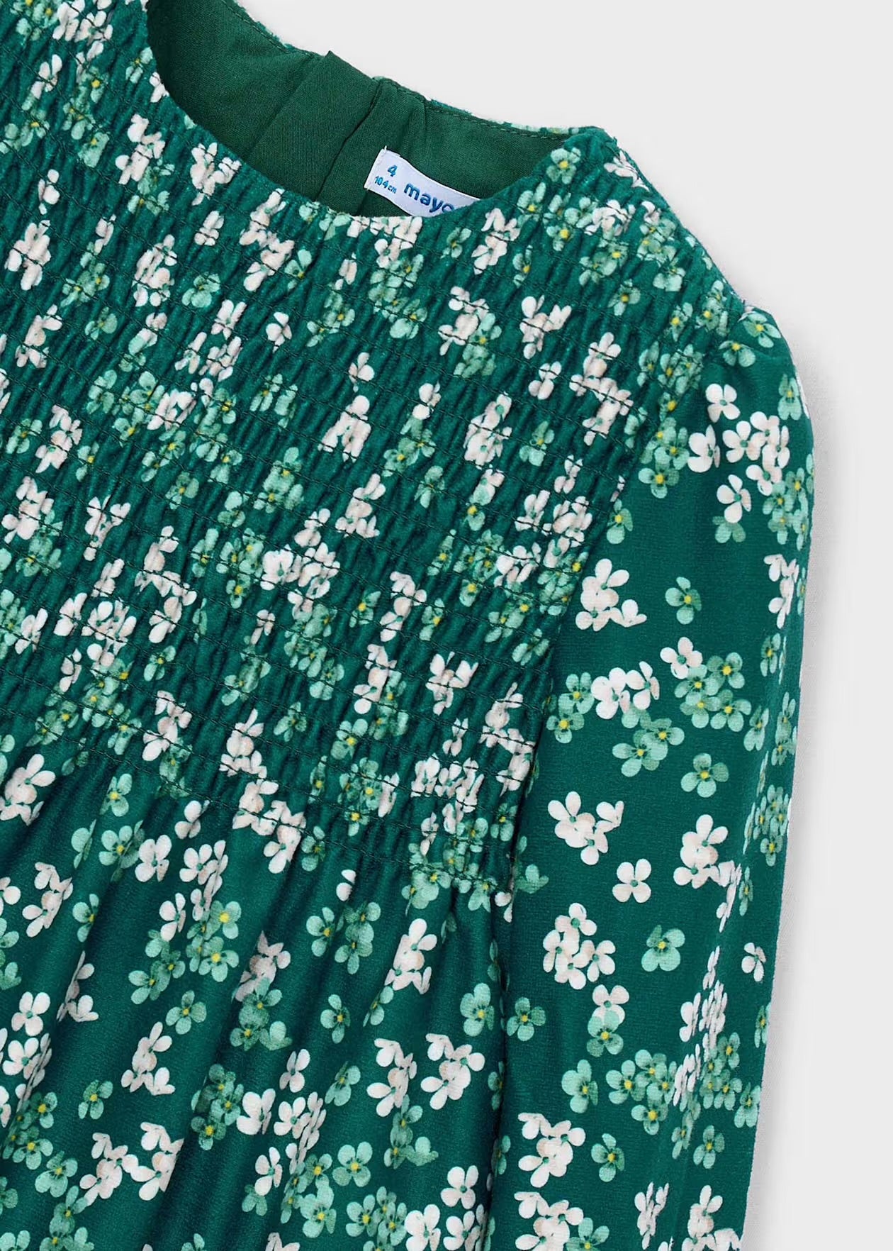 Mayoral Green Velvet Floral Dress
