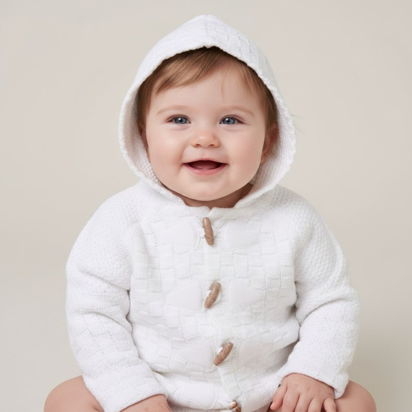White hooded knitten cardigan