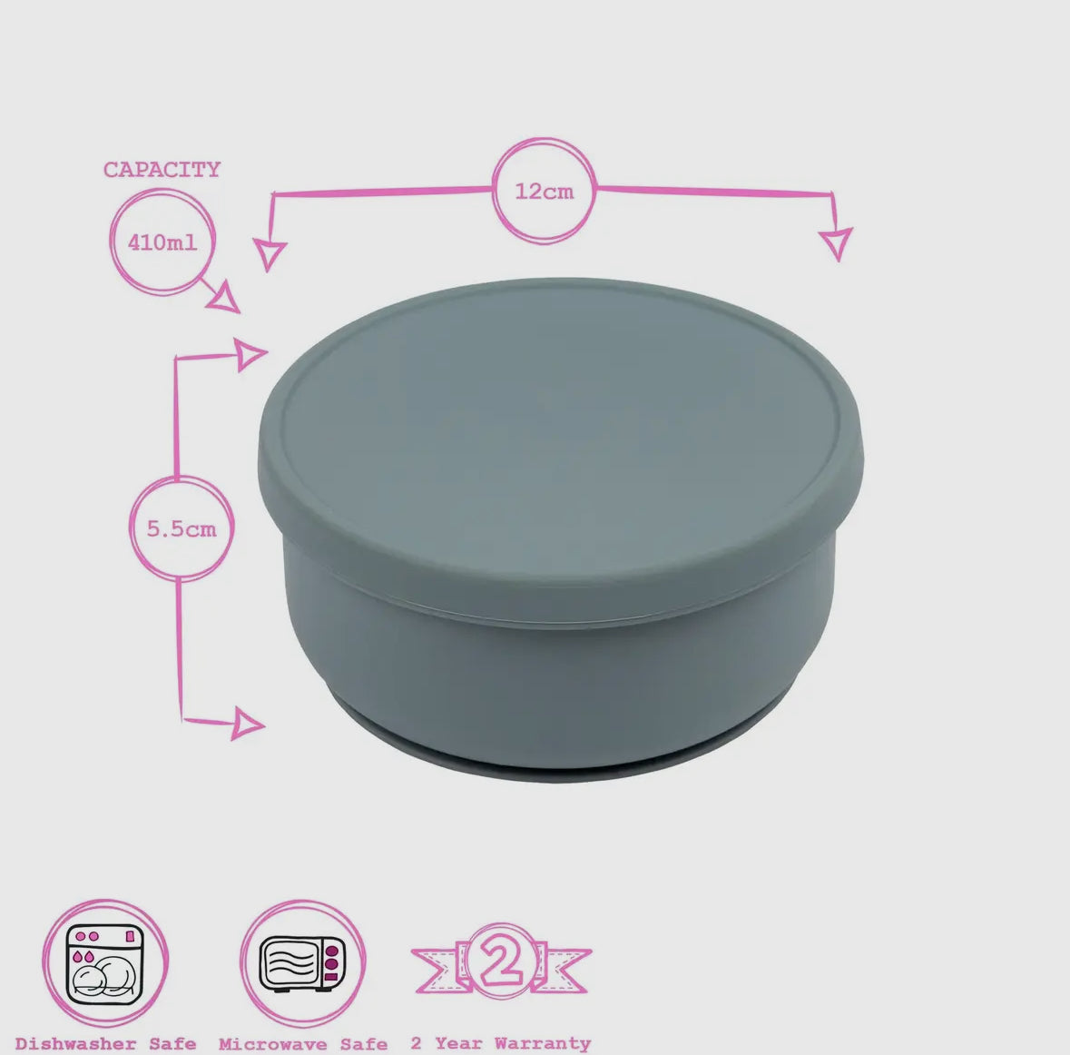 Baby silicone suction bowl with lid - Tradewinds