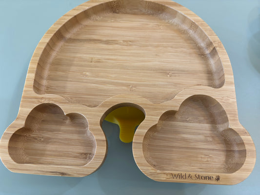 Wild and Stone - Baby Bamboo Weaning Suction Section Plate - Over The Rainbow