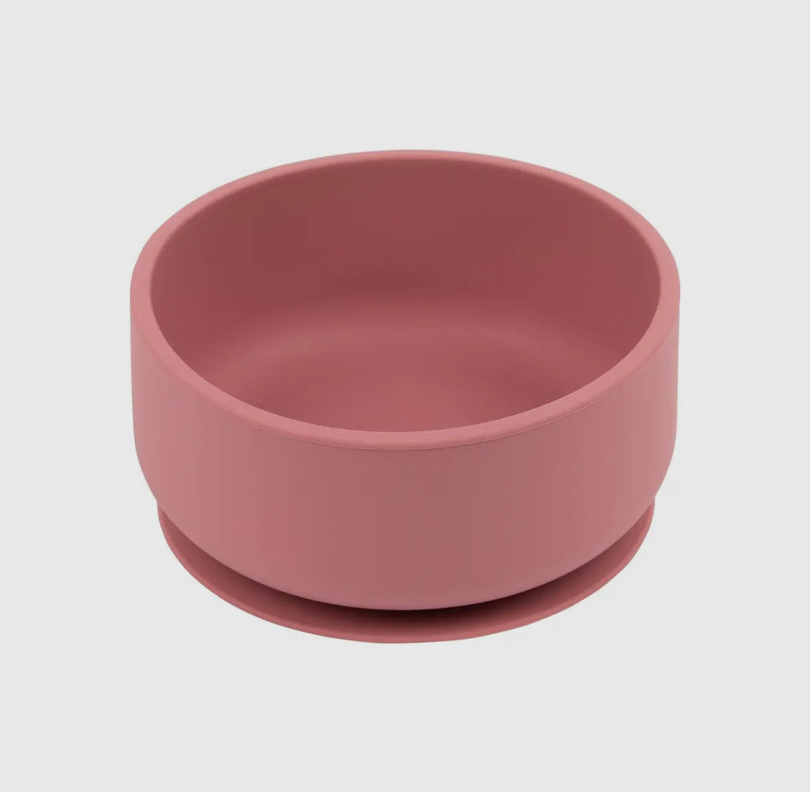 Baby silicone suction bowl with lid - Dusty Rose