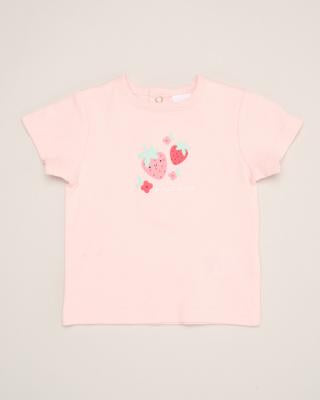 Matching strawberry top, shorts and strawberry soft toy 0-3 months