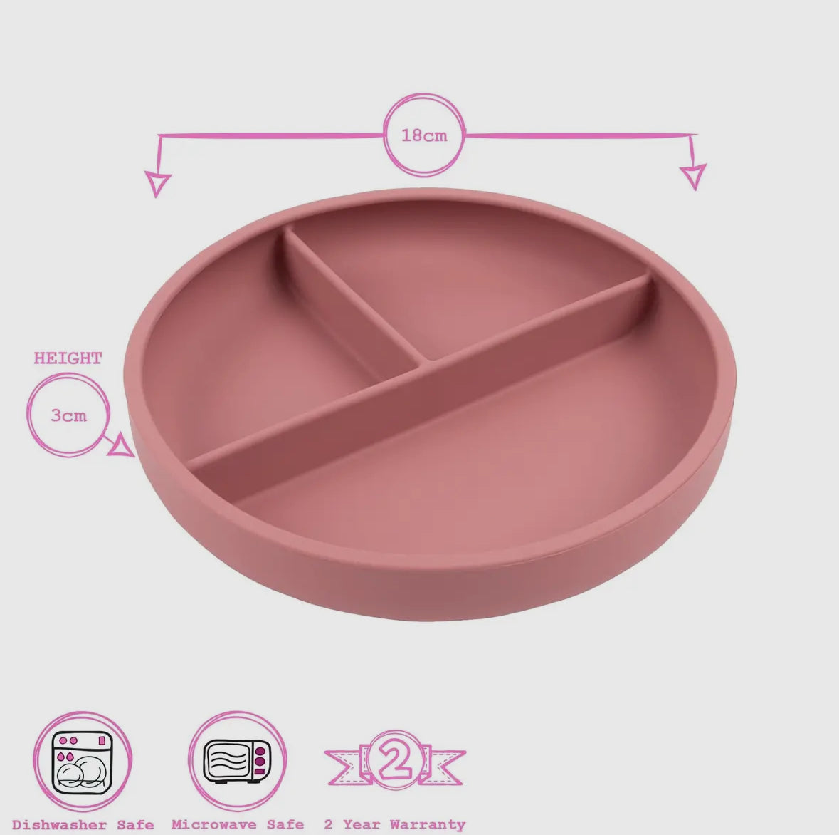 Baby silicone weaning plate - Dusty Rose