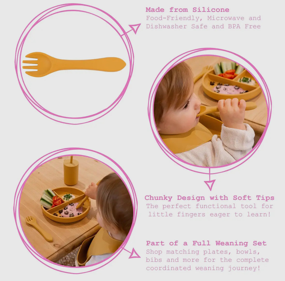 Baby silicone weaning fork - Dusty Rose