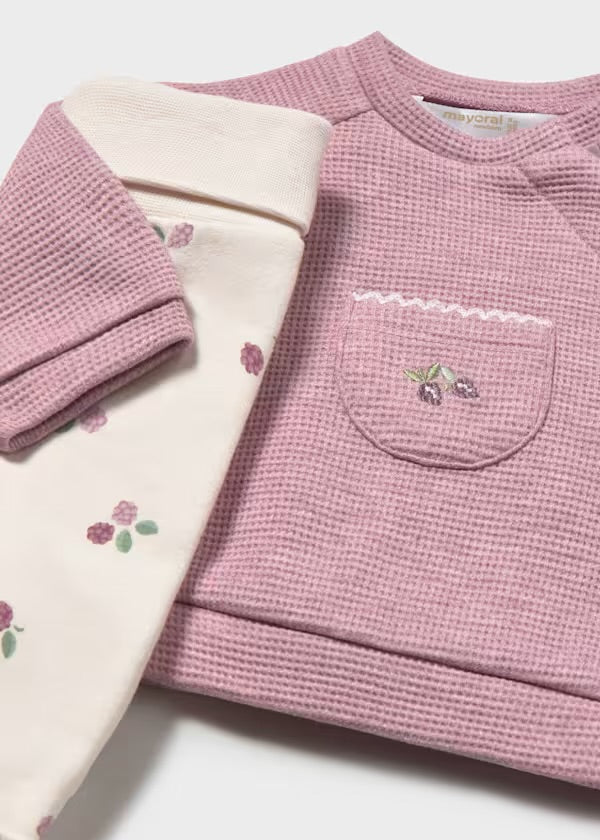 Mayoral Footed Leggings and Jumper set mauve 2514