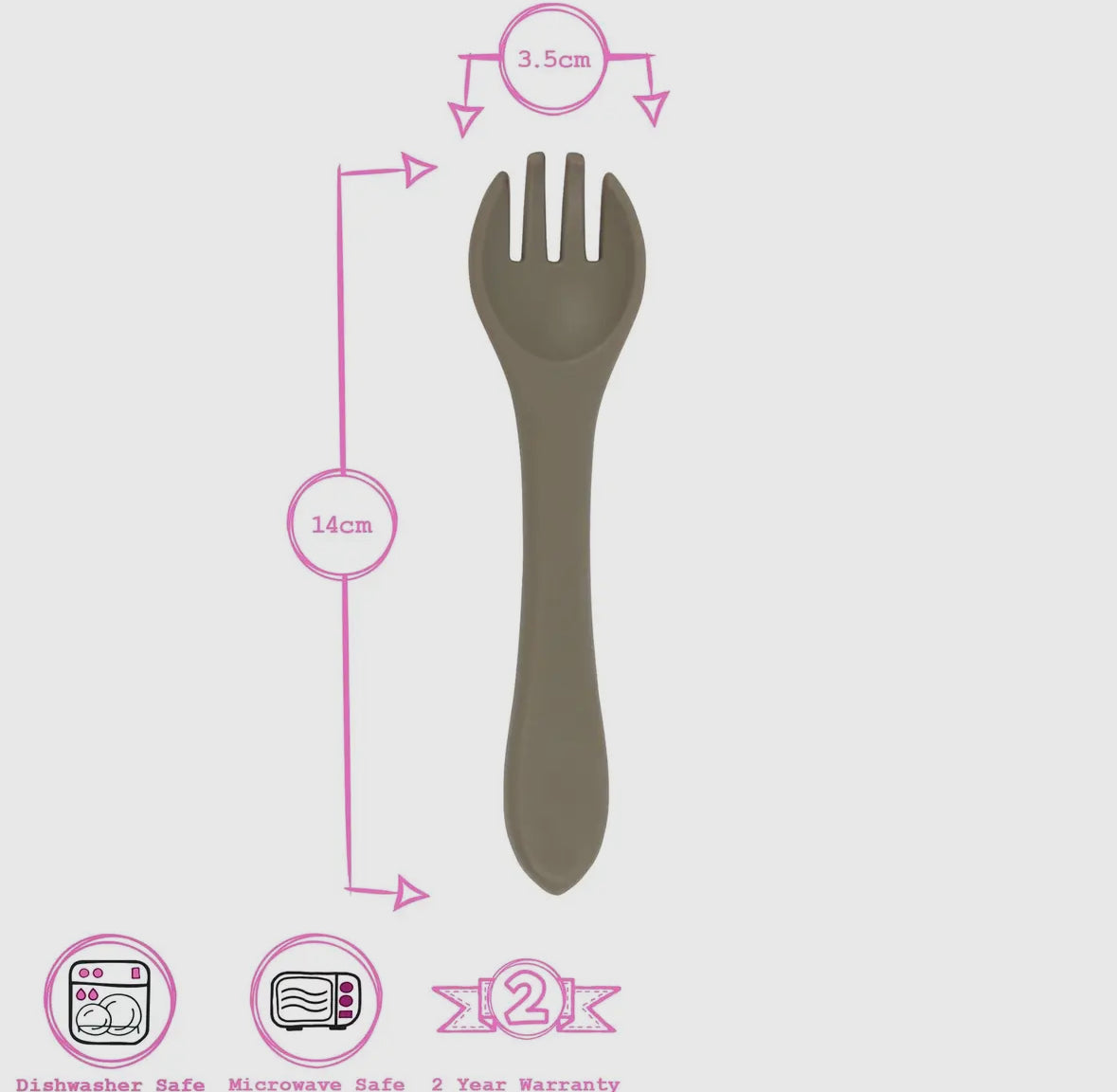Baby silicone weaning fork - Silver sage