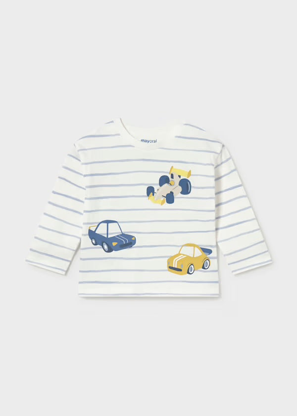 Mayoral Long Sleeve top stripe with cars