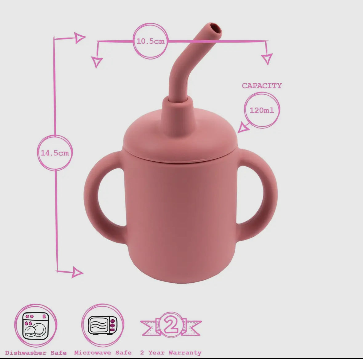 Baby silicone sippy cup - Dusty Rose
