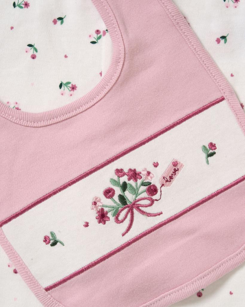 Six piece floral layette set