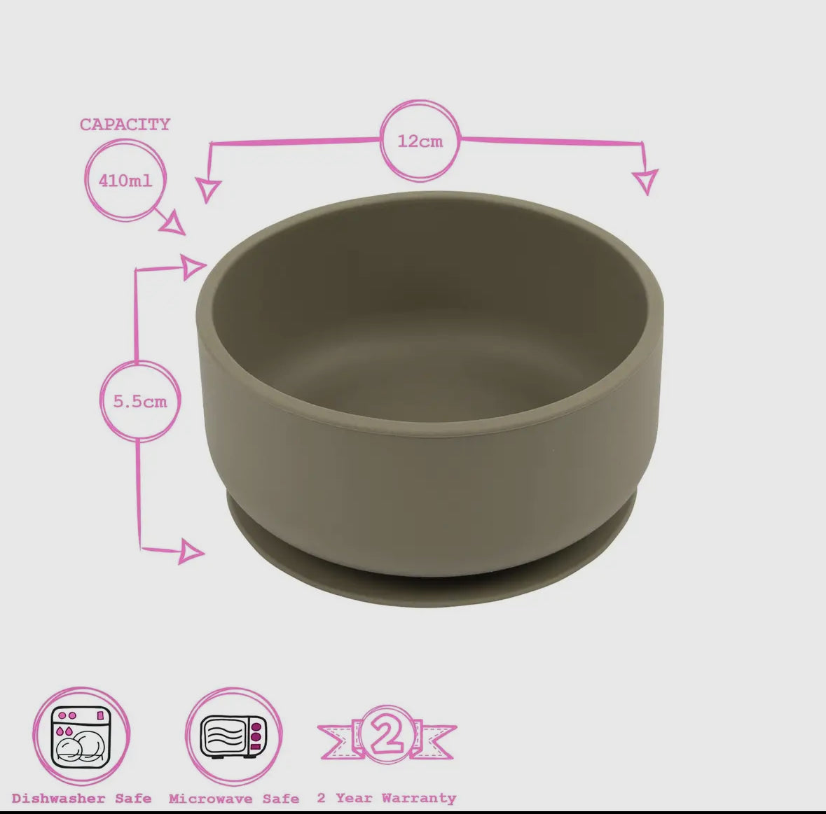 Baby silicone suction bowl with lid - Silver sage