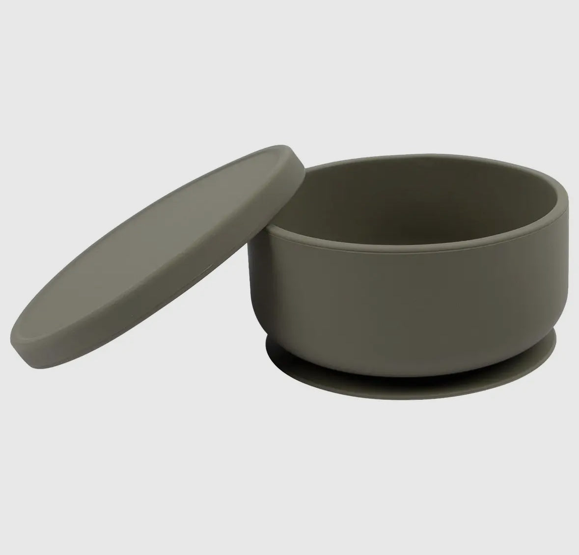 Baby silicone suction bowl with lid - Silver sage