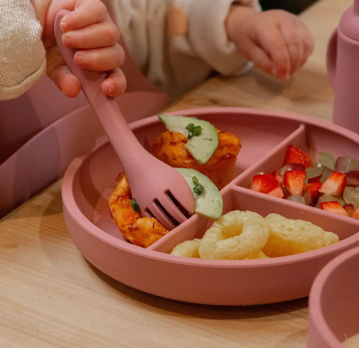 Baby silicone weaning fork - Dusty Rose