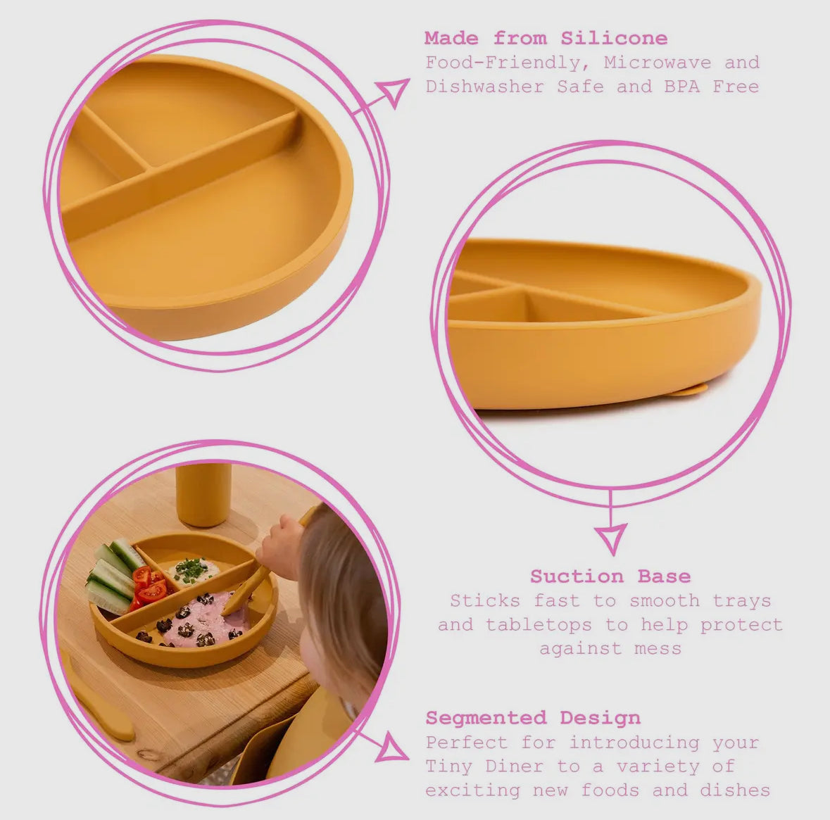 Baby silicone weaning plate - Dusty Rose