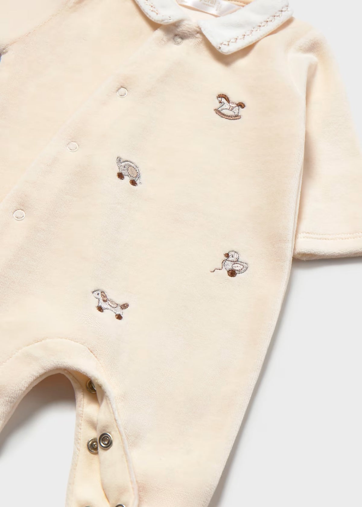 Mayoral Velour Cream Embroidered Sleepsuit 2764