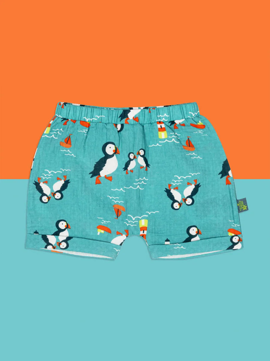 Blade and Rose Kenzie the Puffin muslin shorts 0-6 months