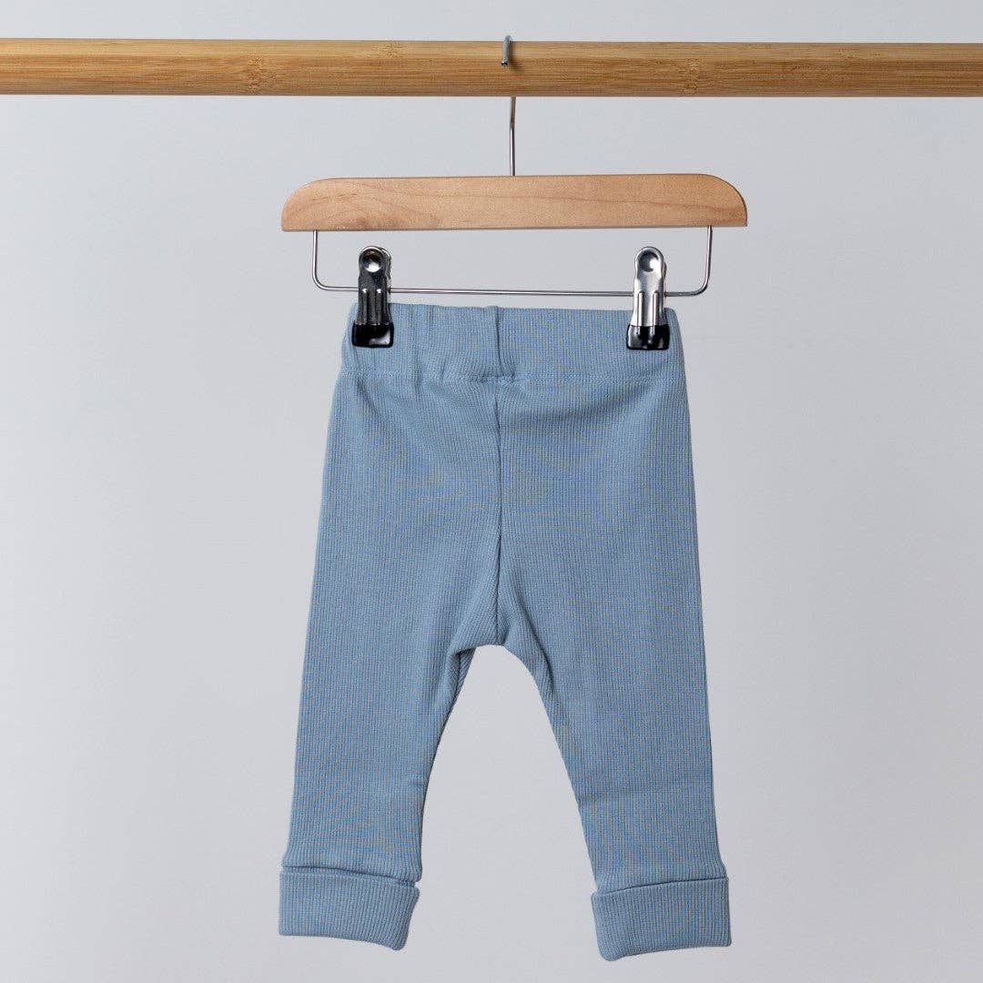 Aneby - Leggings with Rolled Cuff: Slate Blue / 18-24m
