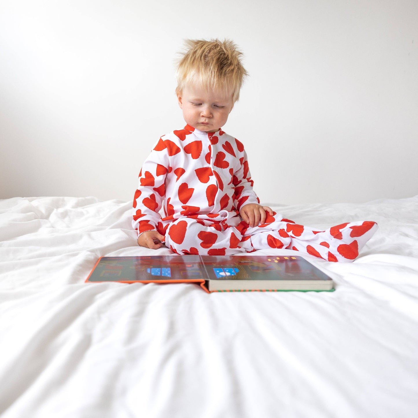 Fred & Noah - Love Heart cotton sleepsuit: 12-18 M