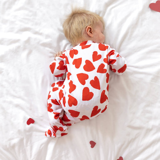 Fred & Noah - Love Heart cotton sleepsuit: 12-18 M