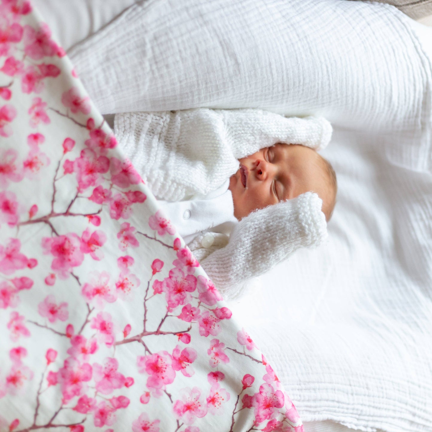 Fred & Noah - Cherry Blossom Print Pram Blanket