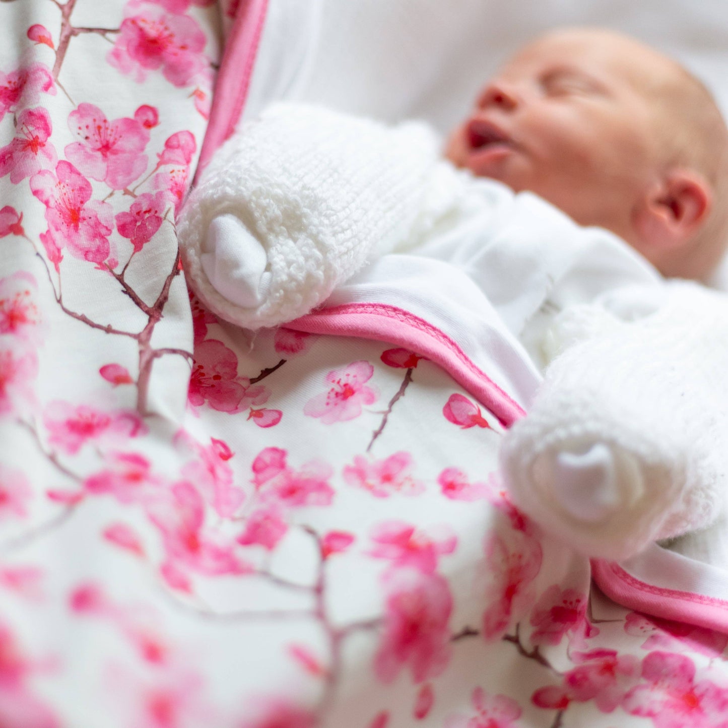 Fred & Noah - Cherry Blossom Print Pram Blanket