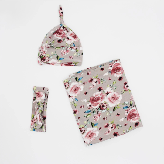 La Romi Ltd - Mum & newborn baby matching robe, swaddle & more: S/M / Nude Floral