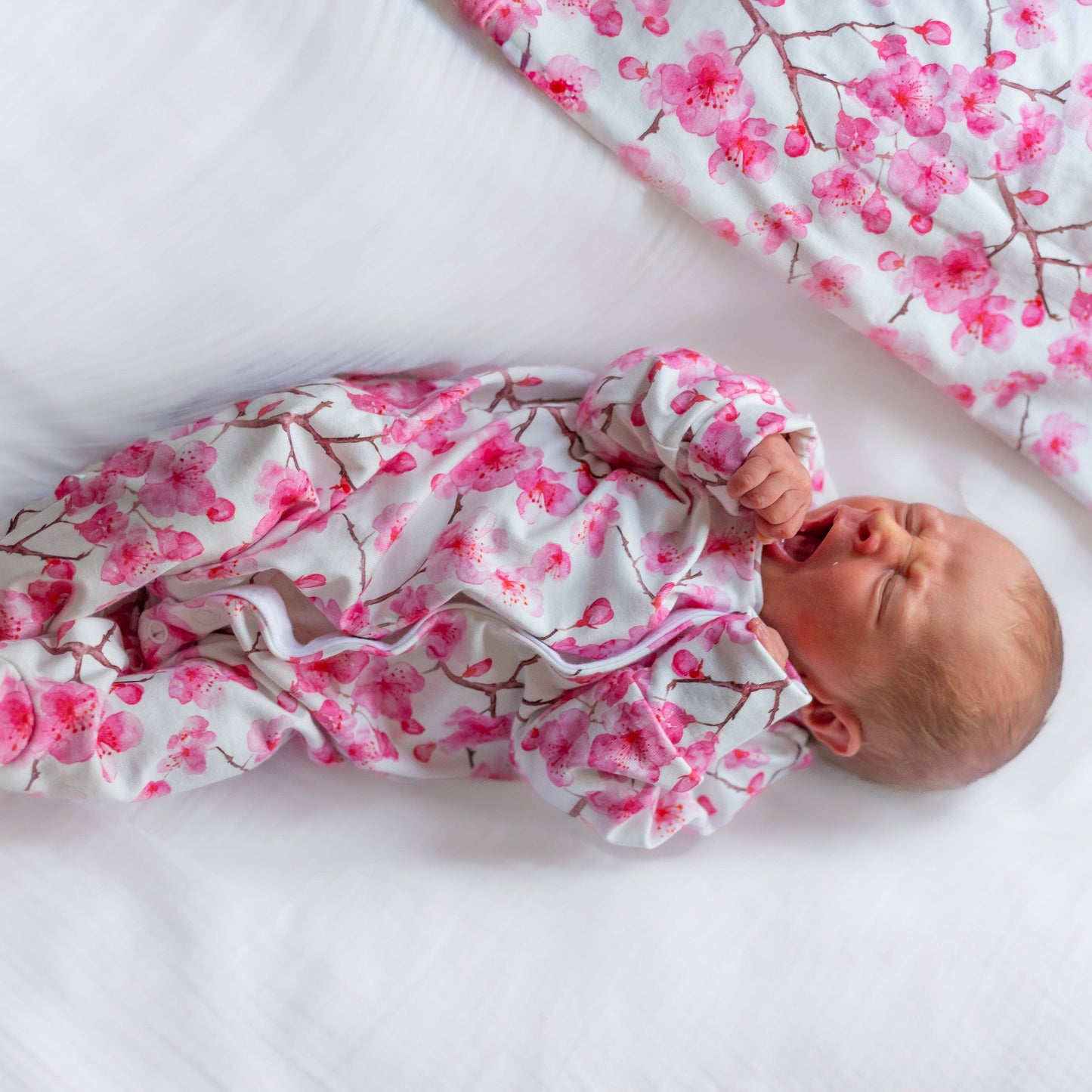Fred & Noah - Cherry Blossom cotton Sleepsuit: 6-12 M