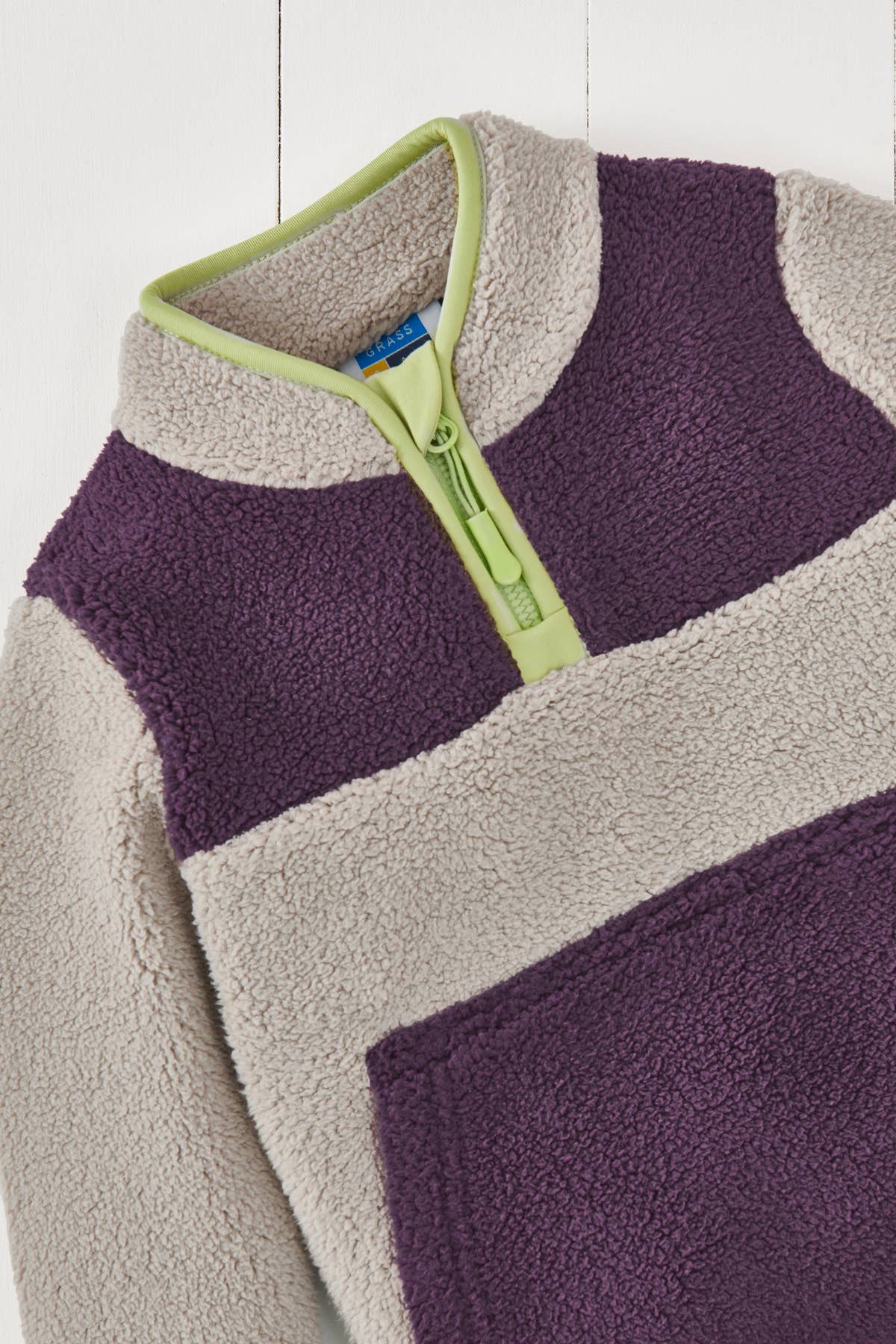 Grass & Air - Amythst Purple & Geothermal Grey Borg Quarter Zip Jumper: 3-4years