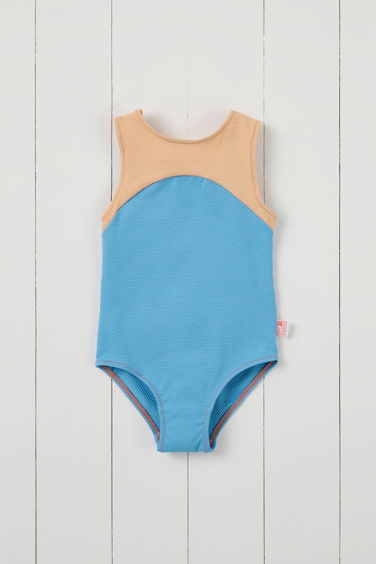 Grass & Air - Cornflower Blue Ribbed Kids Swimsuit: Cornflower Blue 12-18m
