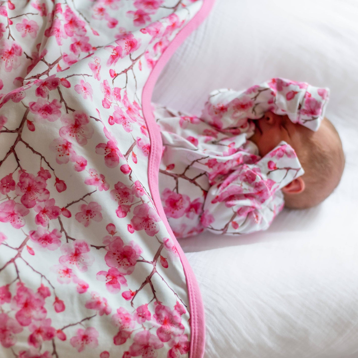 Fred & Noah - Cherry Blossom cotton Sleepsuit: 0-3 M