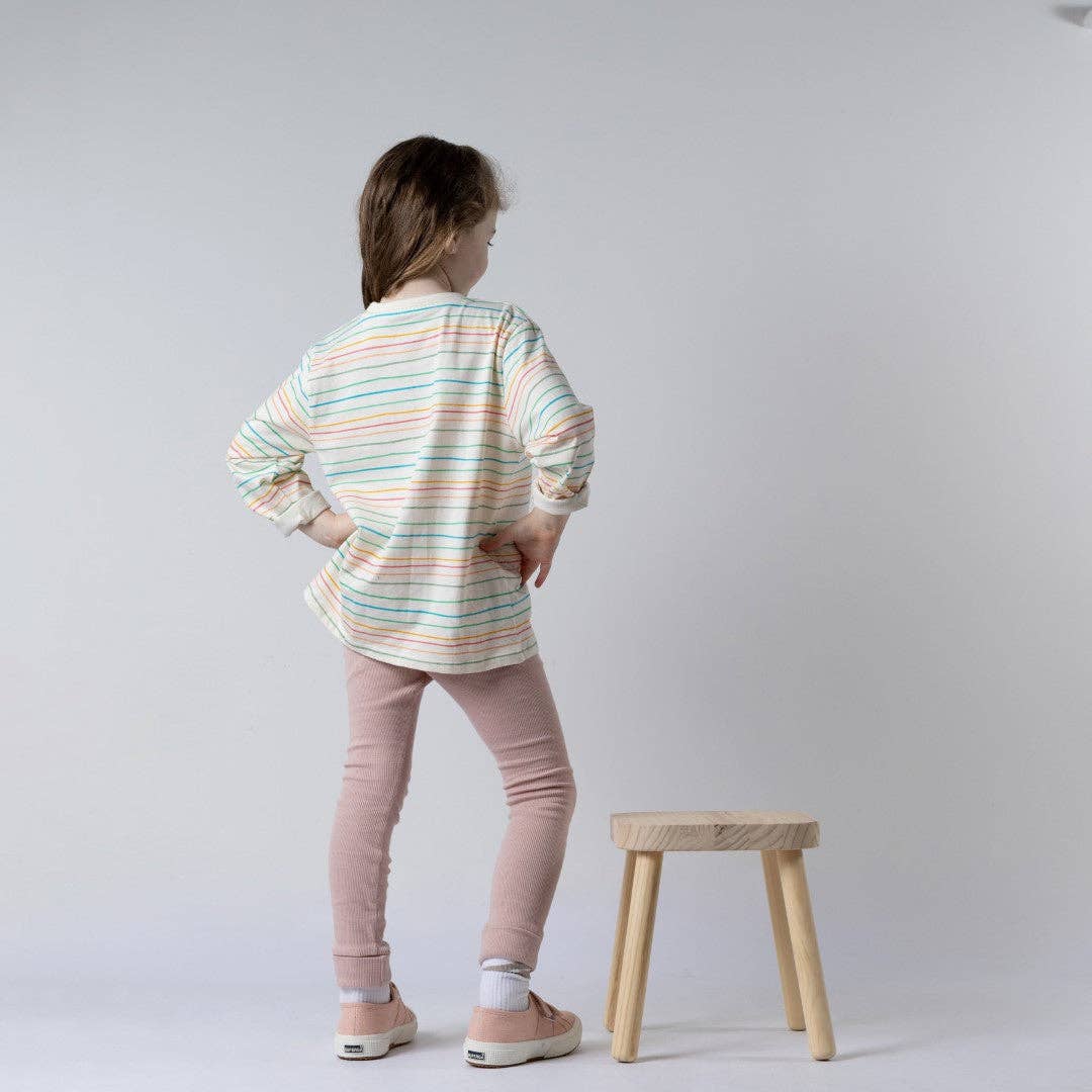 Aneby - Long Sleeve T-Shirt | Multi-Colour Stripe: Ecru White / 3-4y