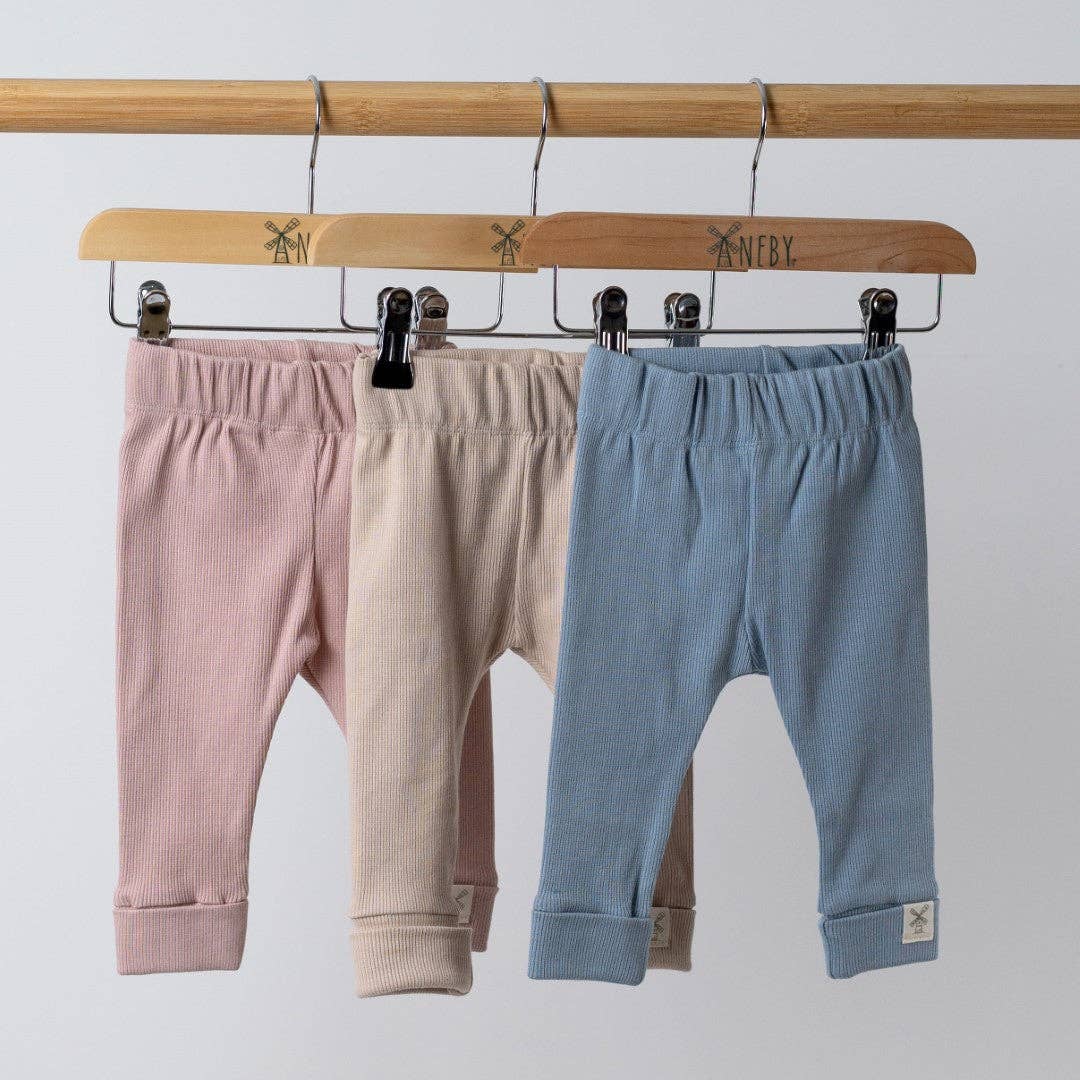 Aneby - Leggings with Rolled Cuff: Slate Blue / 2-3y