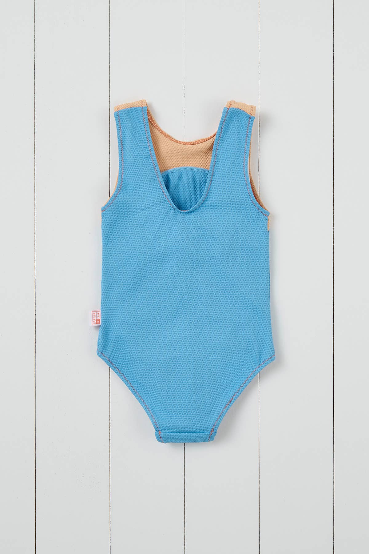 Grass & Air - Cornflower Blue Ribbed Kids Swimsuit: Cornflower Blue 18-24m